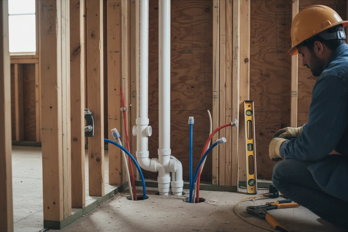 Drain and supply rough-in during Leak Detection in Godley